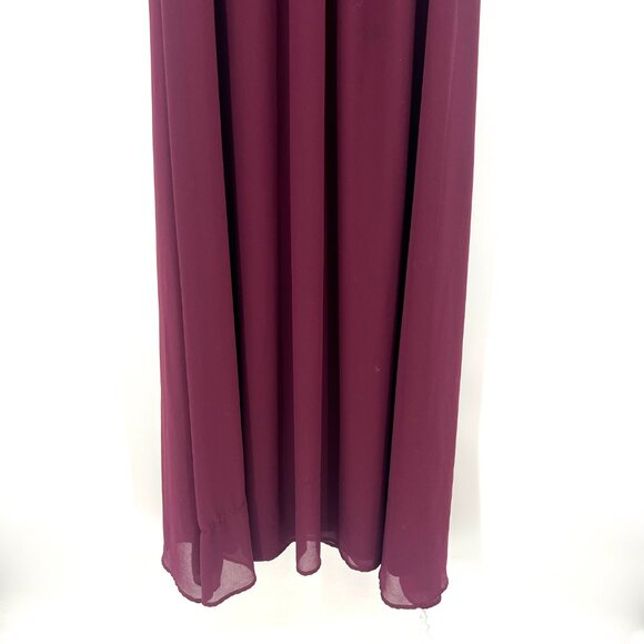 Lulu's Burgundy Chiffon Sleeveless Maxi Dress Women's XS - Picture 3 of 8